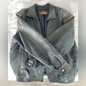 Black Leather Vintage Danier Bomber - Size M